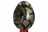 Septarian Dragon Egg Geode - Black Crystals #118709-2